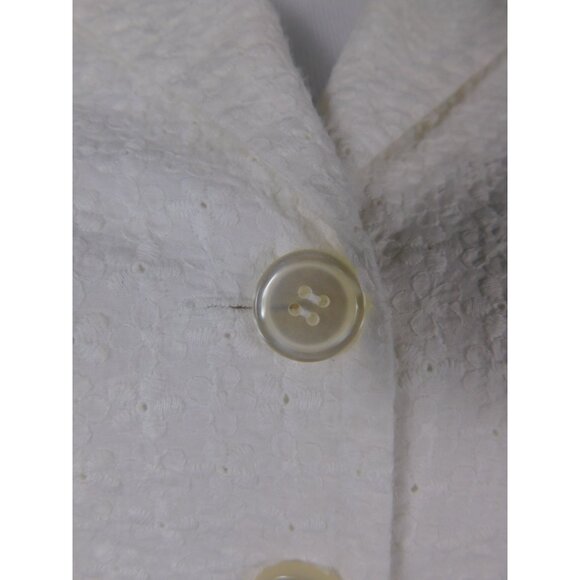 Calvin Klein White Textured Button-Front Cap Sleeve A-Line Dress Sz 2 - Picture 9 of 11